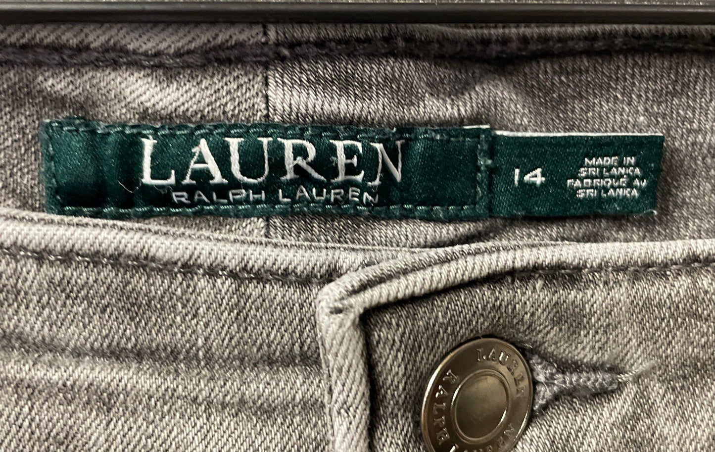 Lauren Ralph Lauren Women's Gray Stretch Straight Leg Denim Jeans Sz 14