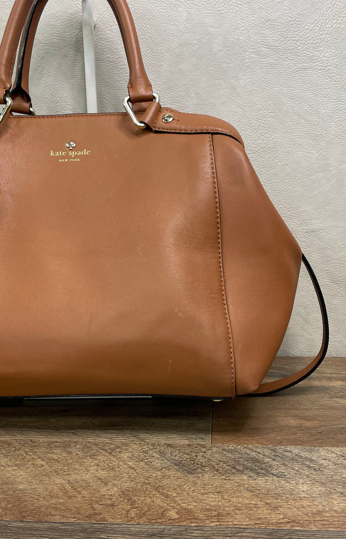 Kate Spade Brown Leather Satchel Handbag Gold Hardware