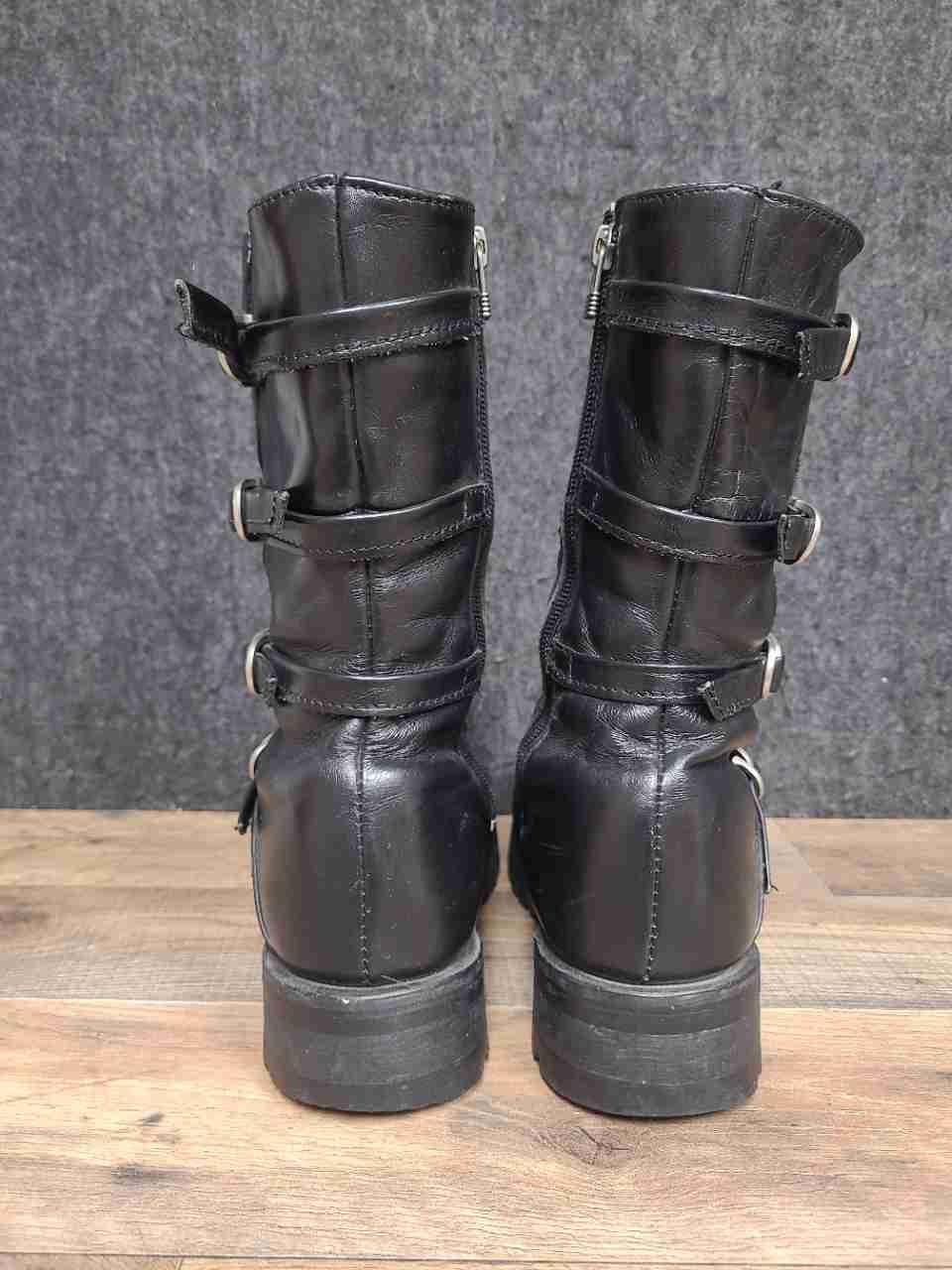X Element LU2510 Black Leather Buckle Motorcycle Biker Boots Women's Size 7.5