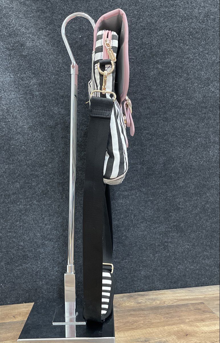 Lovevook Pink Black White Striped Leather Messenger Laptop Bag Crossbody