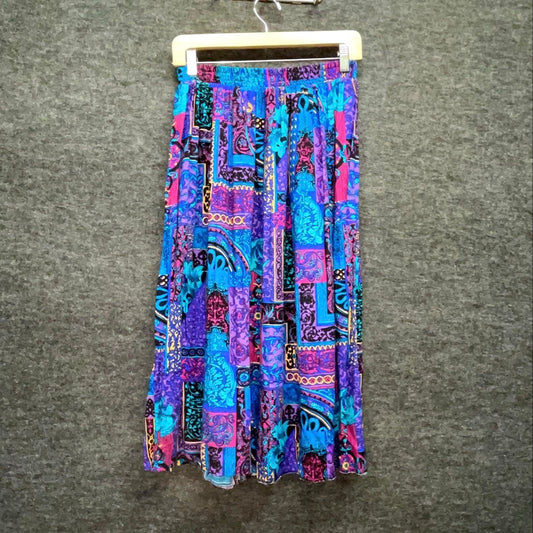Vintage 90s Special Effects Women's Purple Multicolor Abstract Patchwork Skirt