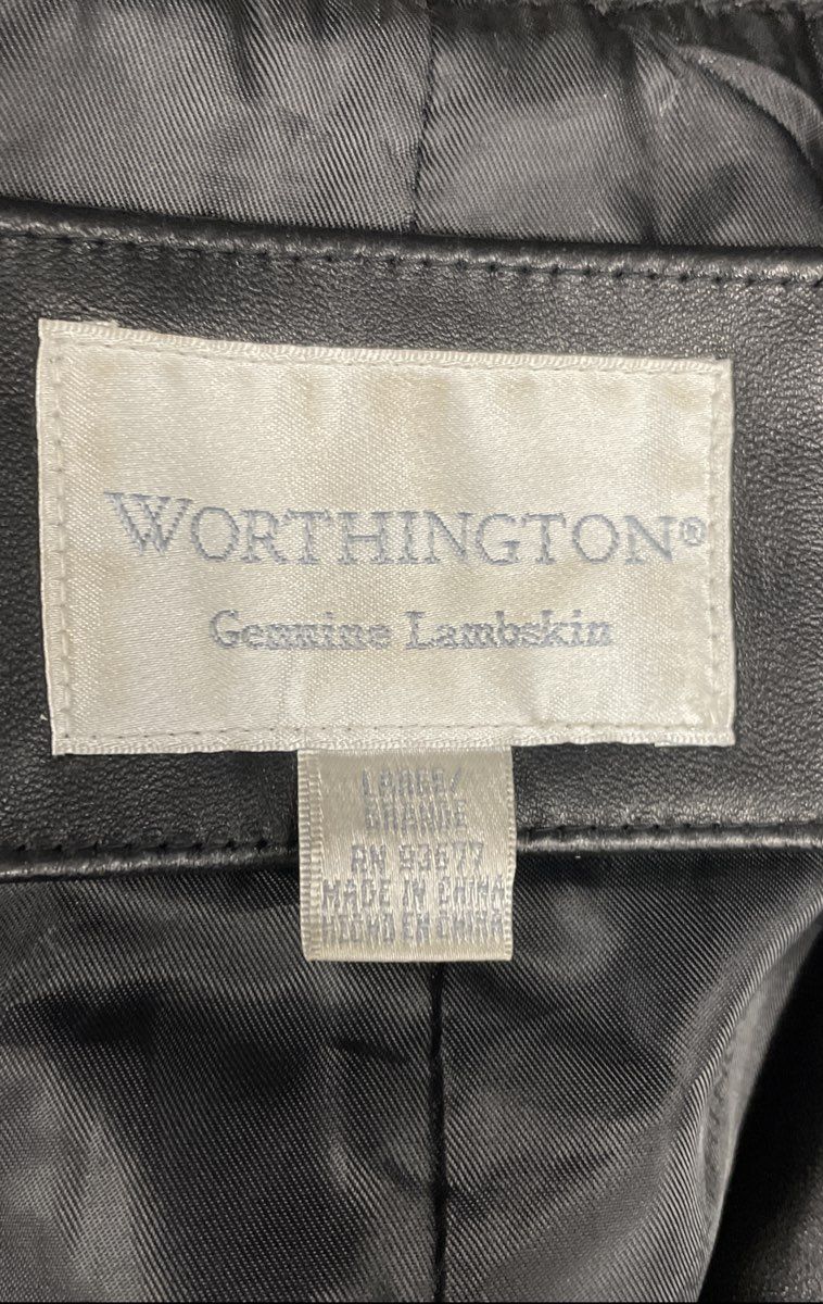 Worthington Women's Black Genuine Lambskin Leather Blazer Jacket Vintage Y2K L