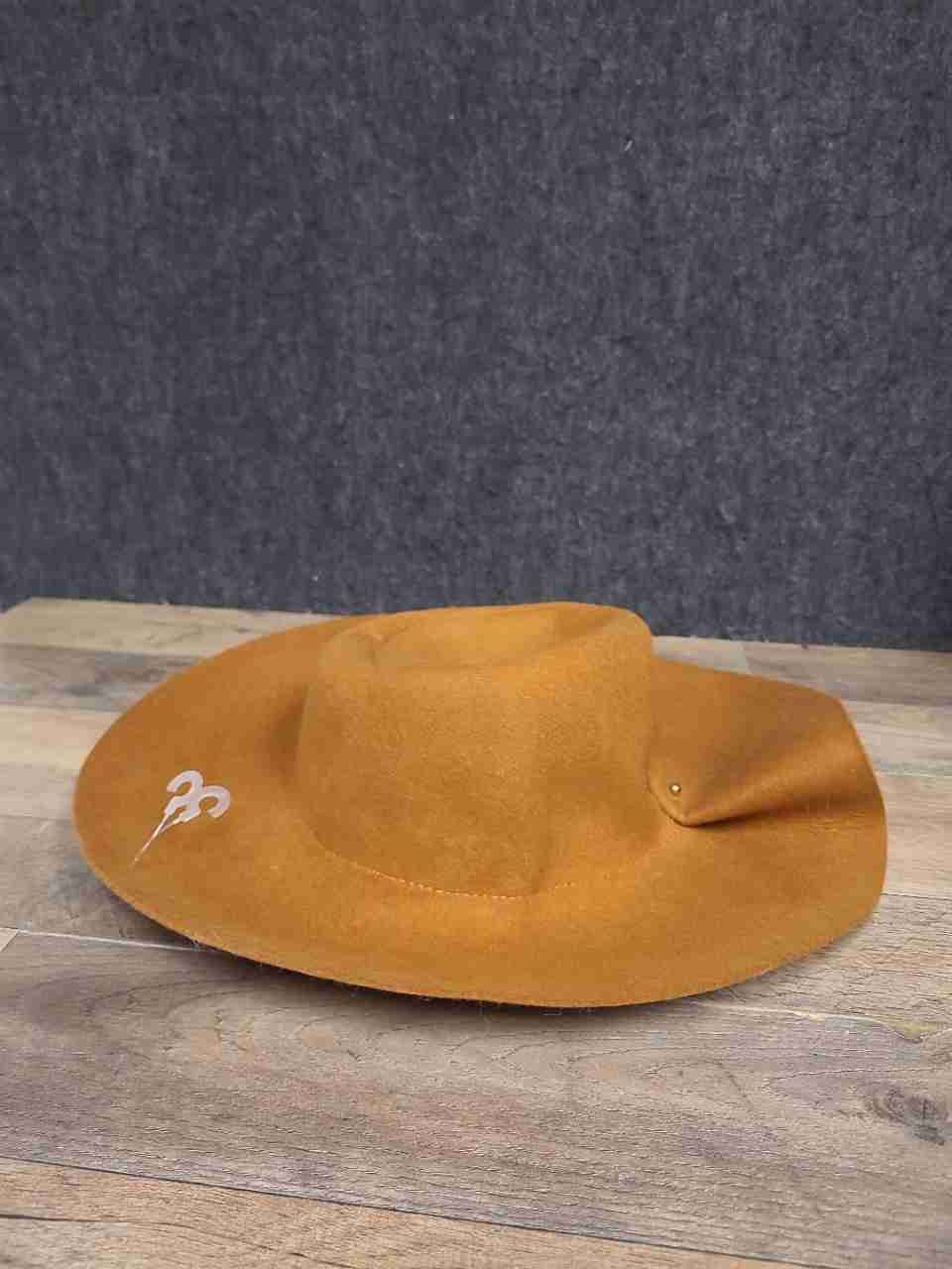Anthropologie Women's Mustard Yellow Wide Brim 100% Wool Studded Hat One Size