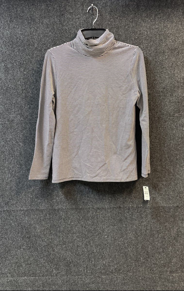 Talbots Women's Black White Striped Turtleneck Shirt Long Sleeve Sz PM NWT