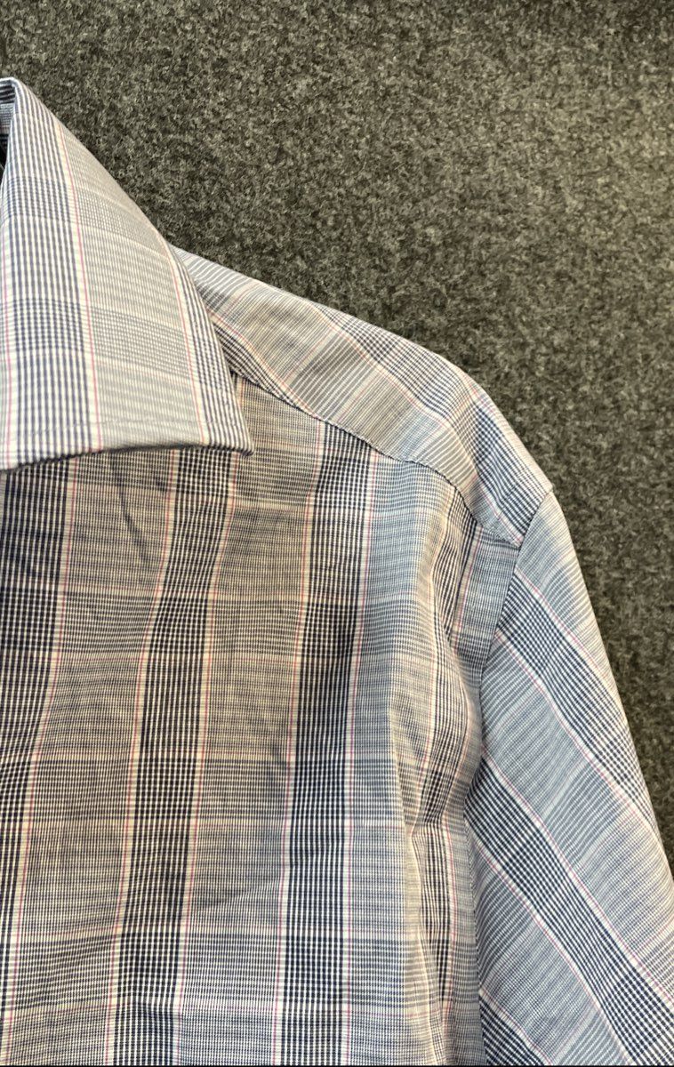 Lauren Ralph Lauren Men's Blue Plaid Slim Fit Performance Stretch Shirt 16.5 L