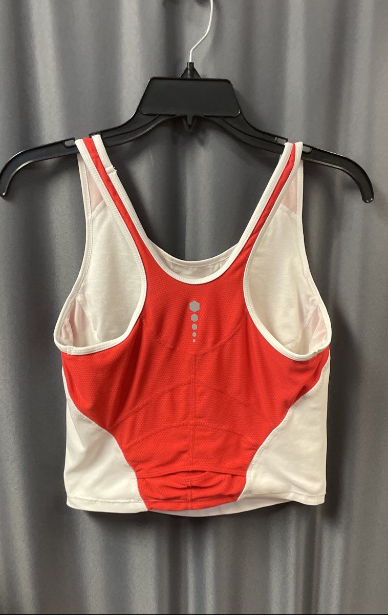 Nike Women's White Red Dri-FIT Cropped Racerback Workout Tank Top Built-in Bra M