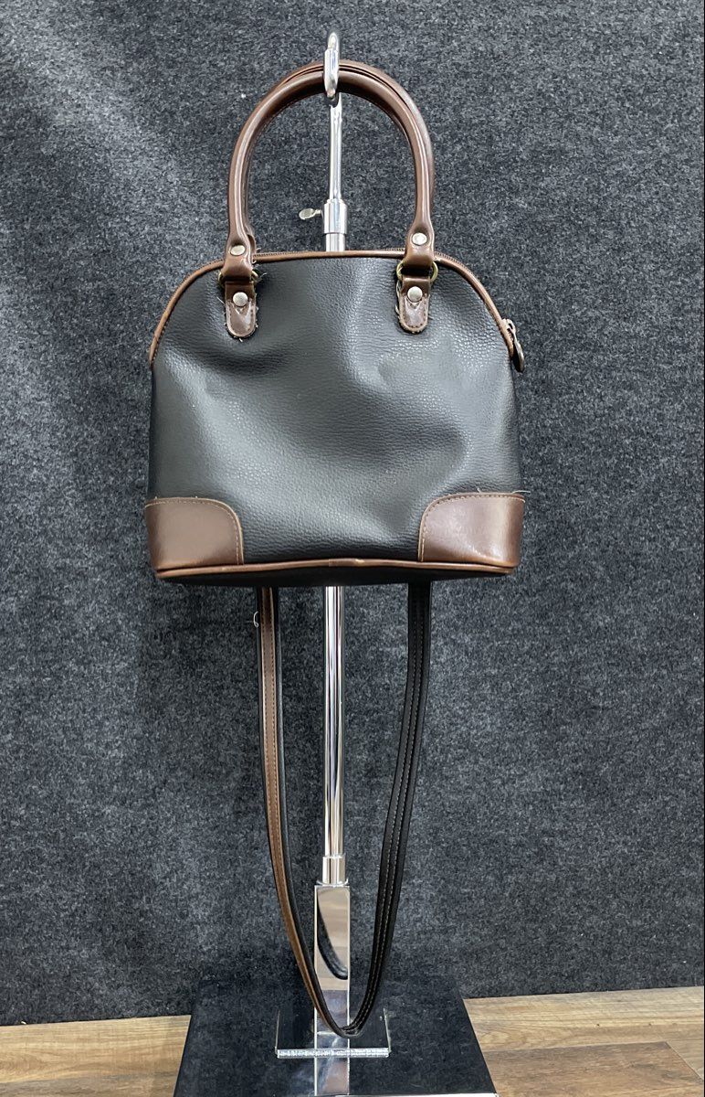 Liz Claiborne Black Brown Leather Vintage Satchel Crossbody Handbag Purse