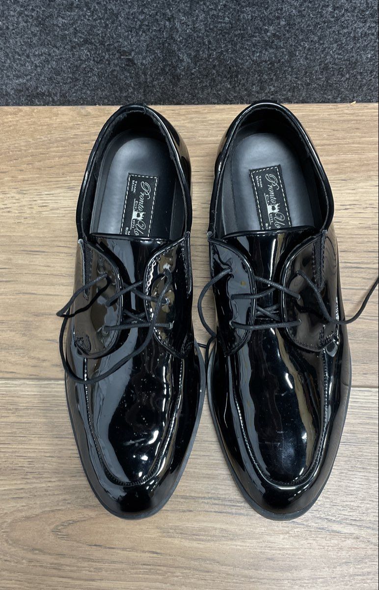 Pronto Uomo Black Patent Leather Mock Toe Derby Shoes Size 10.5 D