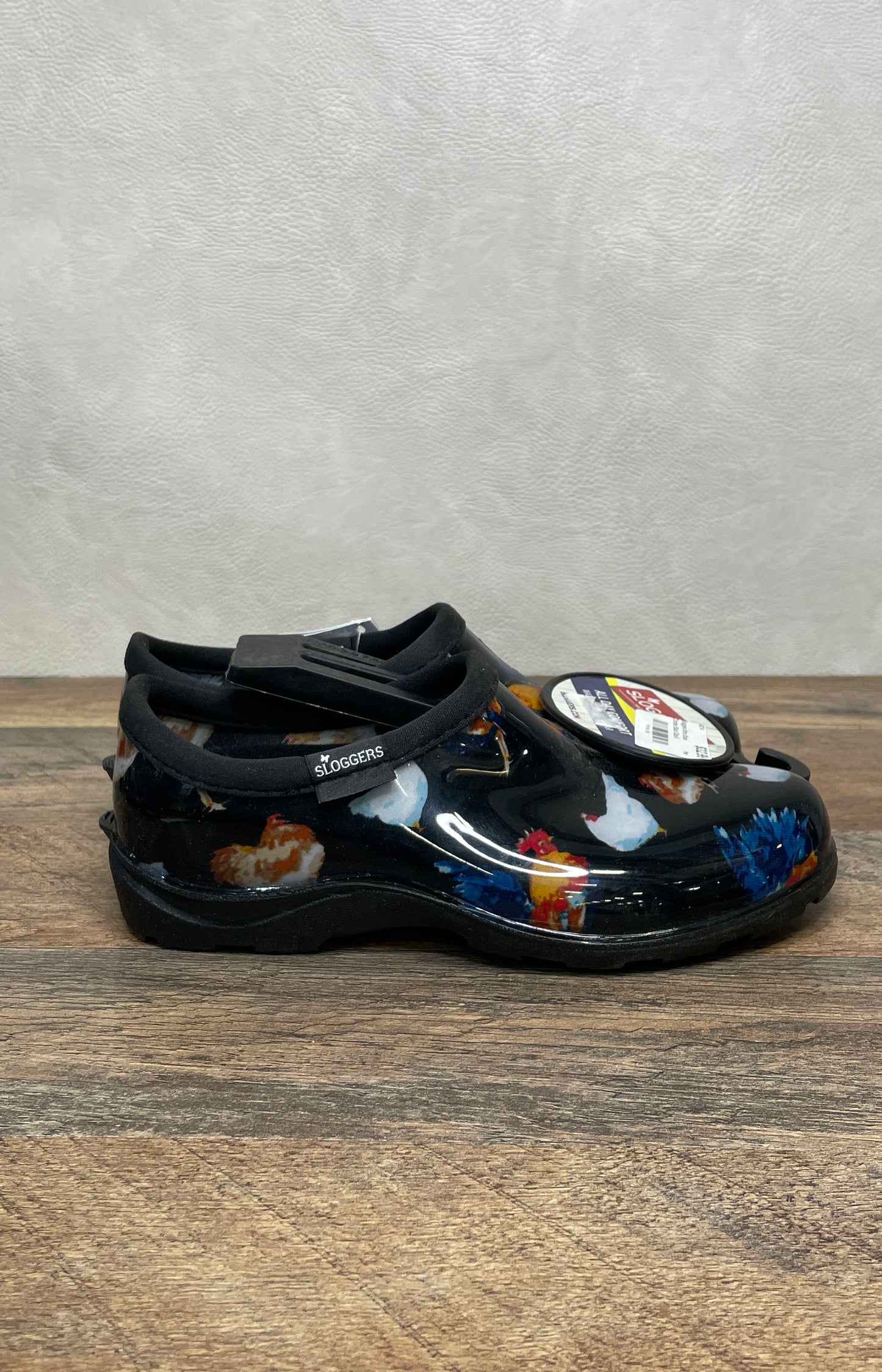 Sloggers Premium Garden Clog Chicken Black Waterproof Shoes Women's Size 6