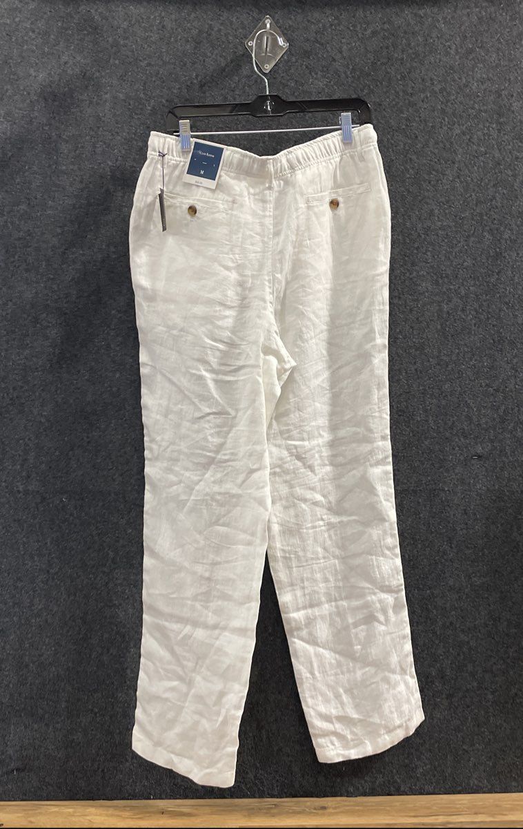 Club Room Men's Lux Linen Pant Pure White 100% Linen Drawstring Size M NWT
