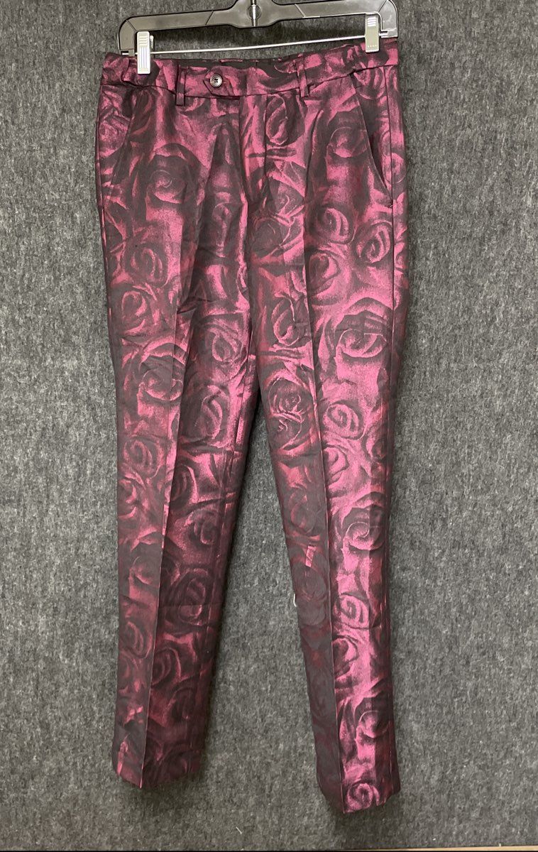 Lanifigio di Egod Men's 3-Piece Suit Maroon Rose Floral Jacquard 48 38