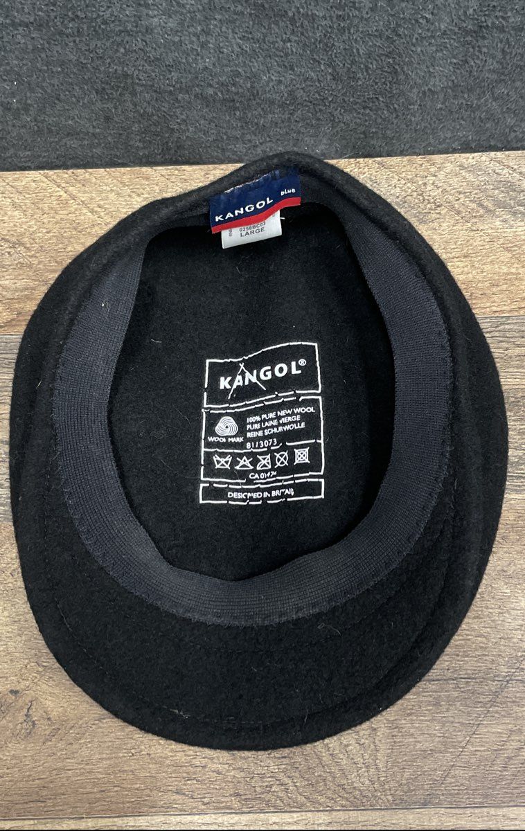 Kangol Men's 504 Flat Cap Black 100% Wool Ivy Newsboy Driving Hat Size L