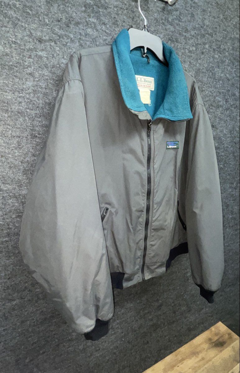 Vintage 90s L.L. Bean Men's Gray Fleece Lined Warm Up Jacket Full Zip XL