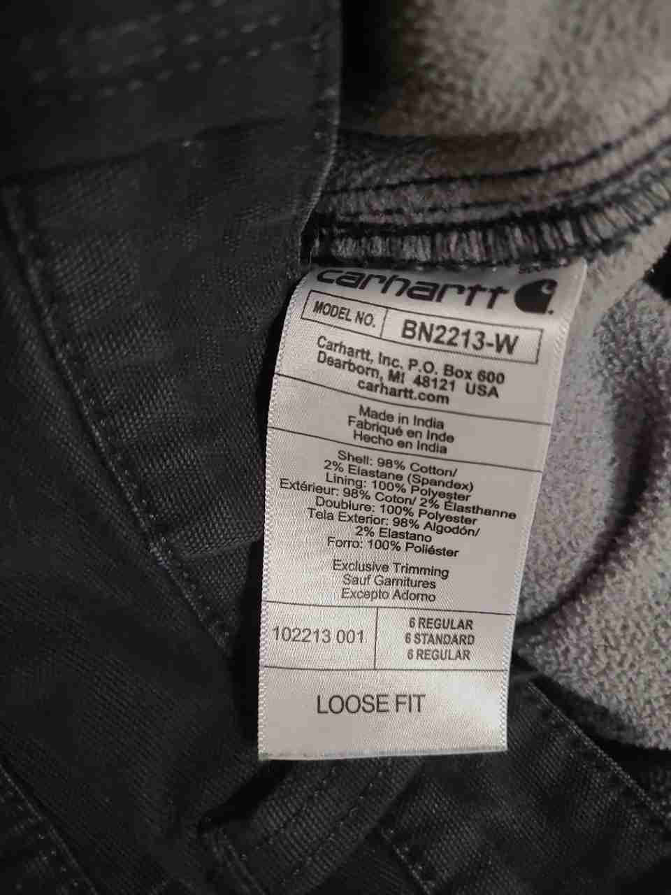Carhartt Women's Black Fleece Lined Utility Carpenter Pants Loose Fit Sz 6 Reg