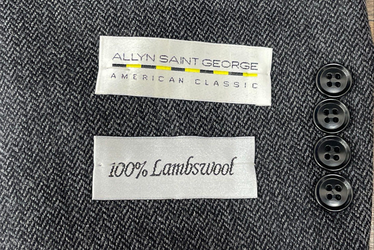 Allyn Saint George Men's Saint Gray Herringbone 100% Lambswool Blazer 42R NWT