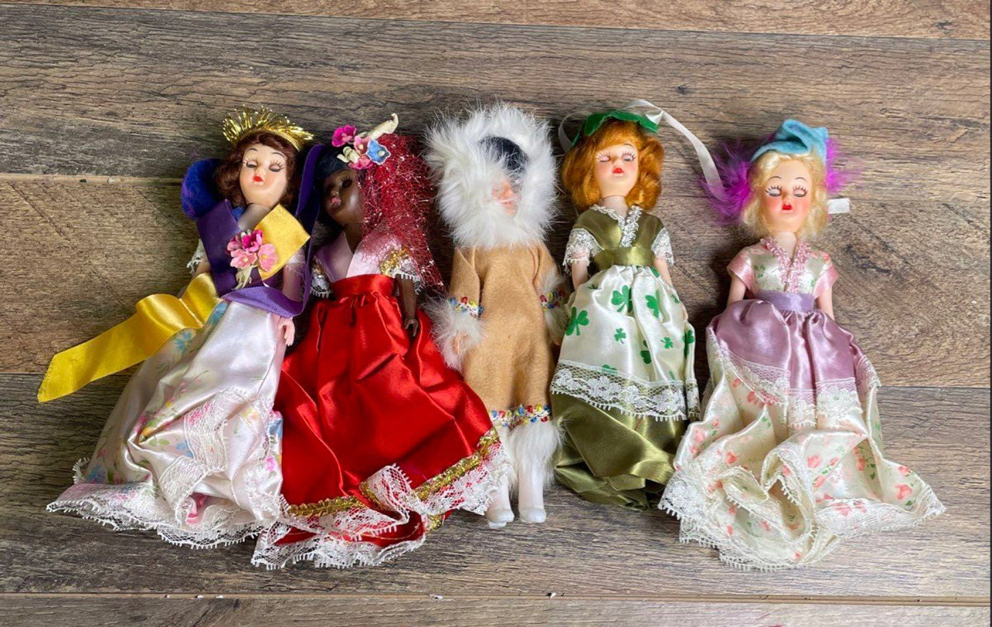 Vintage Lot of 12 Dolls of the World International Souvenir Costume Sleep Eye
