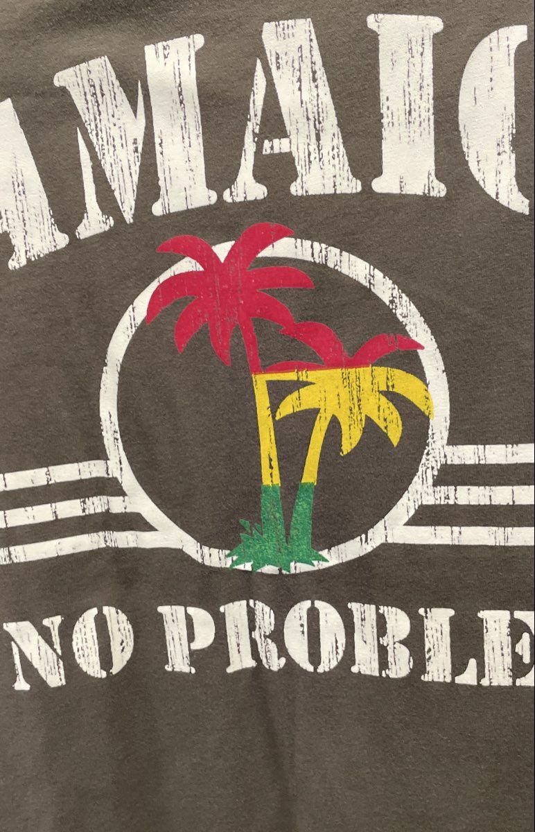 Groovy Bay Sport Men's Jamaica No Problem Graphic T-Shirt Olive Green Sz L NWT