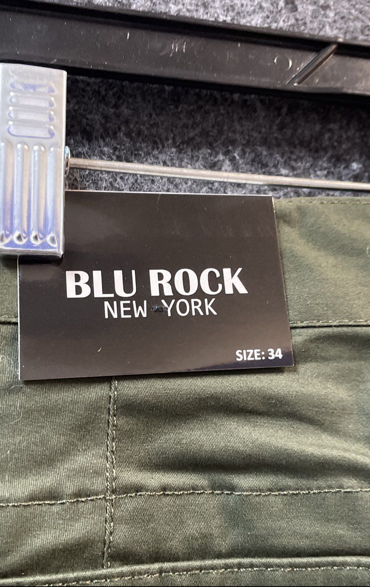 Blu Rock Men's Green Cargo Shorts Cotton Spandex Stretch Sz 34 NWT