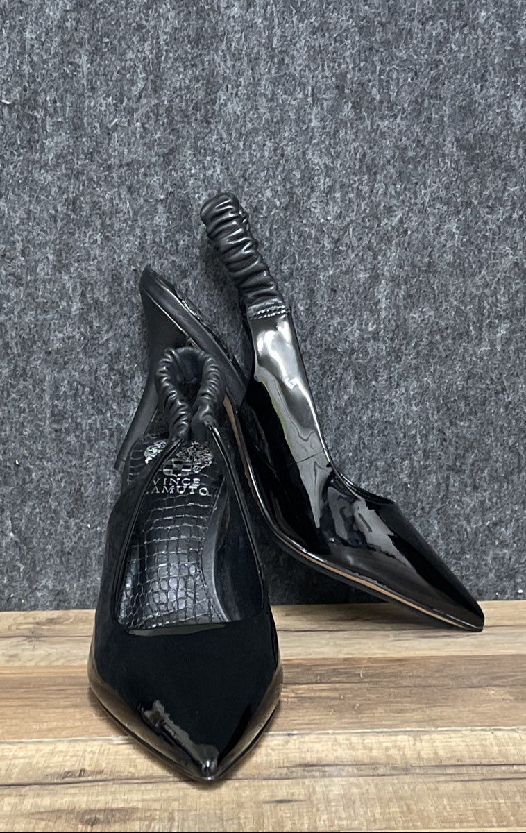Vince Camuto Tolinnis Black Patent Leather Slingback Pumps Womens Size 7 M