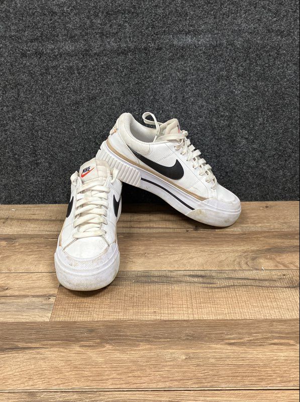 Nike Court Legacy Lift White Black Hemp Platform Sneakers Women's Size 7