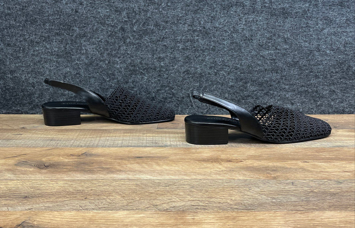 Karen Scott Carolton Black Woven Mesh Slingback Low Block Heel Size 7.5 M