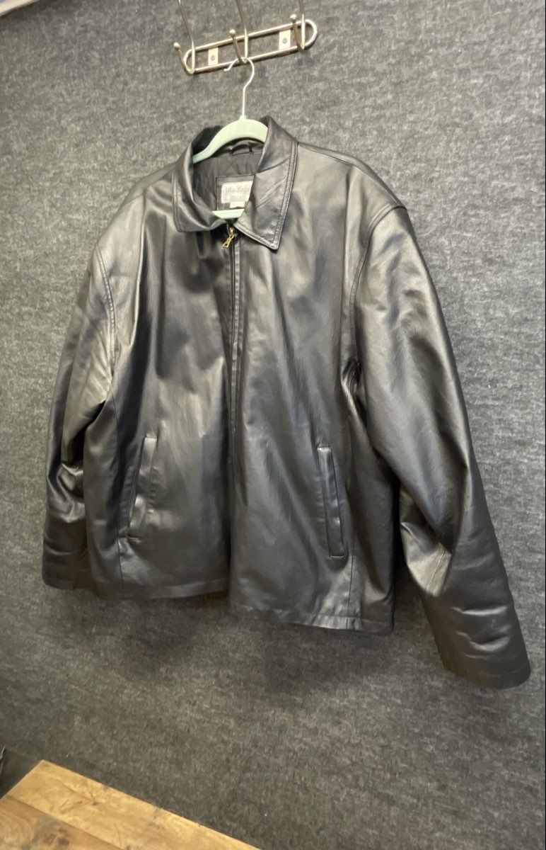 Vintage Leather Men's Black Harrington Jacket Quilted Lining Sz 2XL