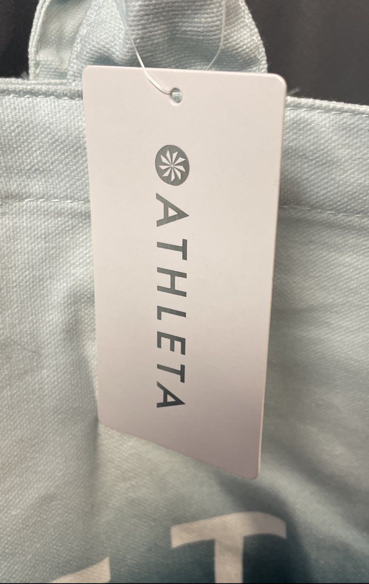 Athleta Blue and White Ombre Cotton Canvas Tote Bag Large NWT