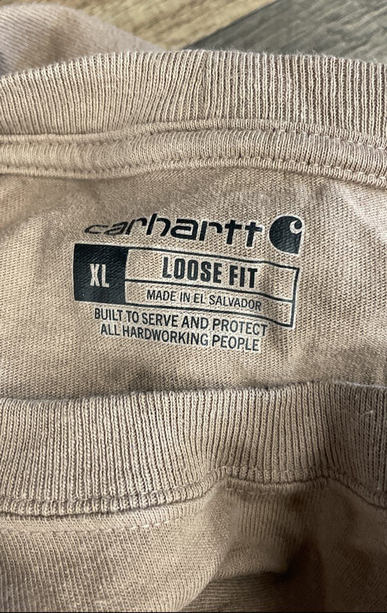 Carhartt Men's Heavyweight Long Sleeve Pocket T-Shirt Brown Loose Fit Sz XL