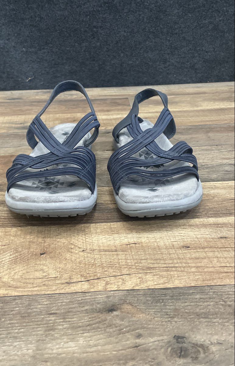 Skechers Memory Foam Strappy Slingback Navy Grey Sandals Women's Size 9