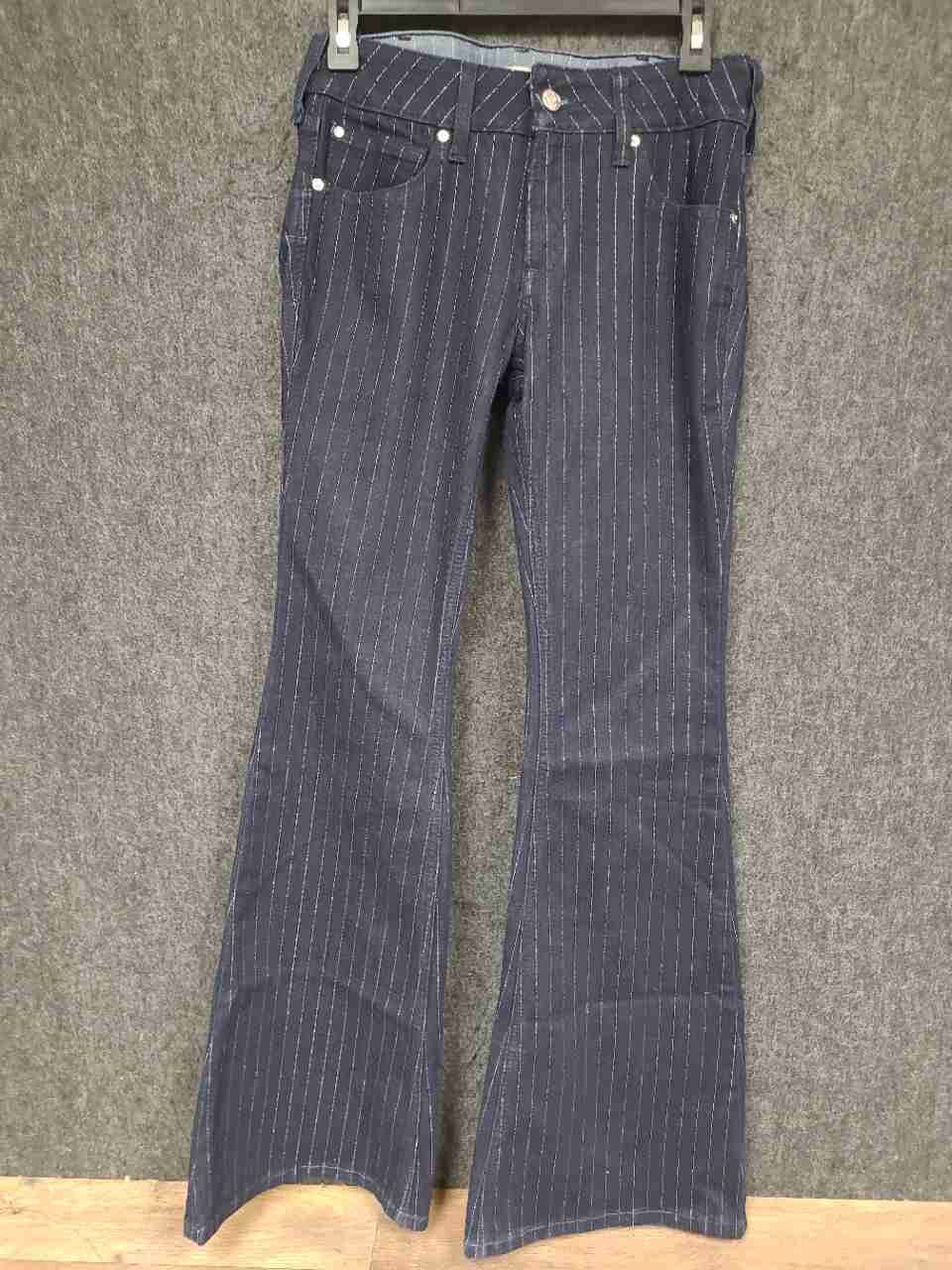 Ariat Women's Perfect Rise Flare Pants Blue Pinstripe Denim Jeans Sz 28R NWT