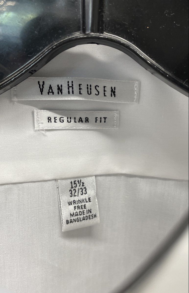 Van Heusen Men's White Wrinkle Free Regular Fit Long Sleeve Dress Shirt NWT 15.5