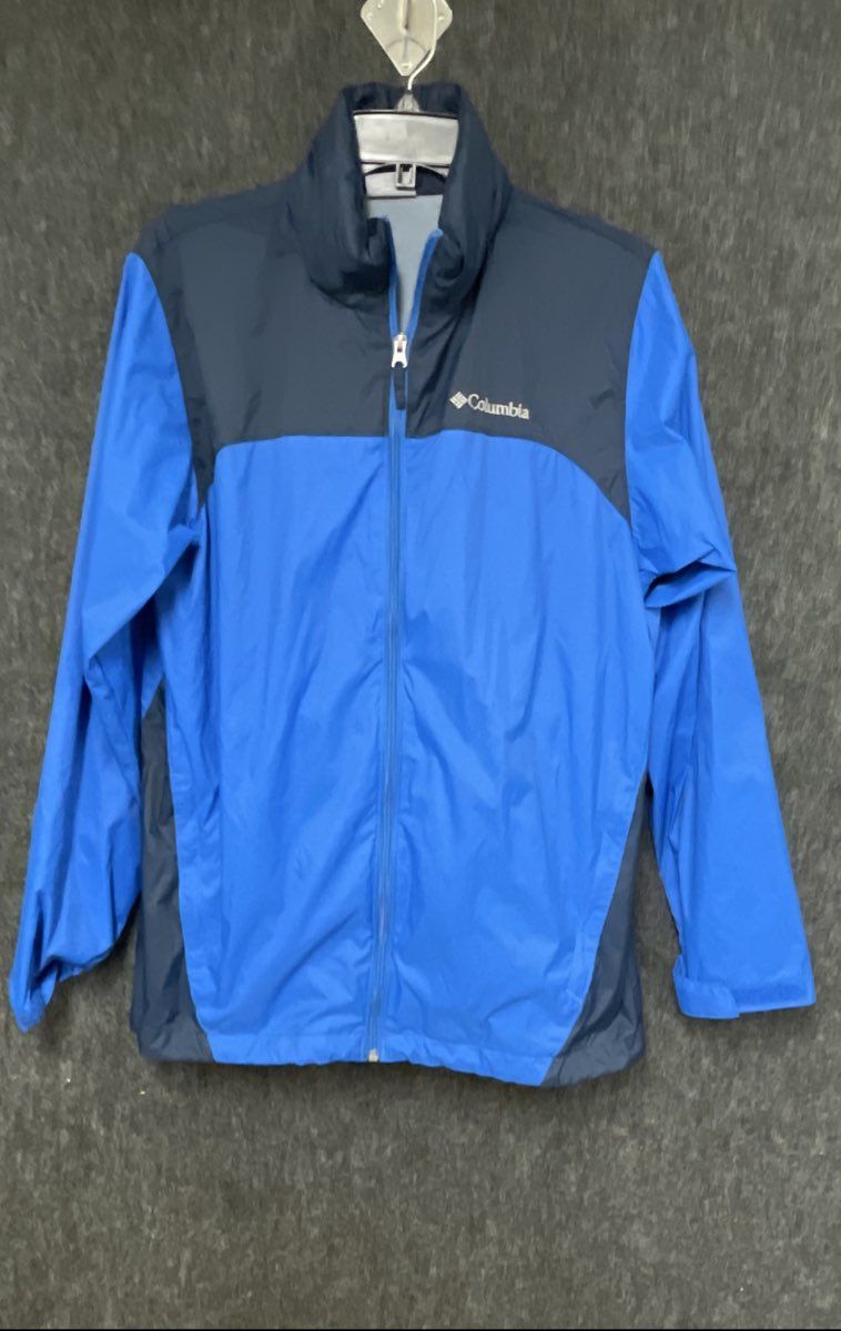 Columbia Men's Glennaker Lake Rain Jacket Blue Navy Colorblock Hooded Sz S