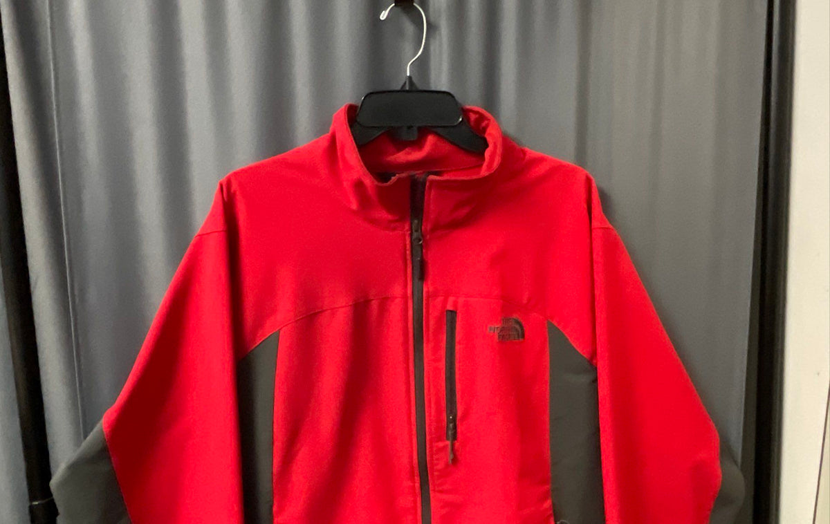 The North Face Men's WindWall Softshell Jacket Red Gray Full Zip Size XL