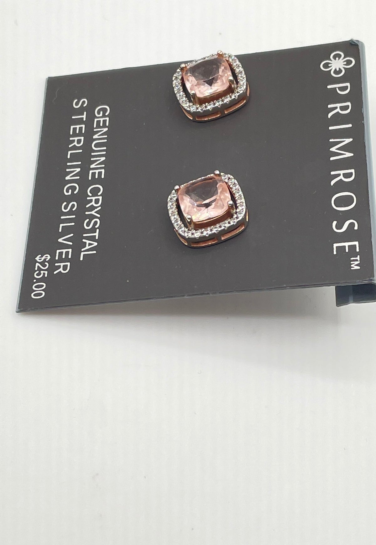 Primrose 925 Sterling Silver Pink & Clear CZ Stud Earrings 3.5g