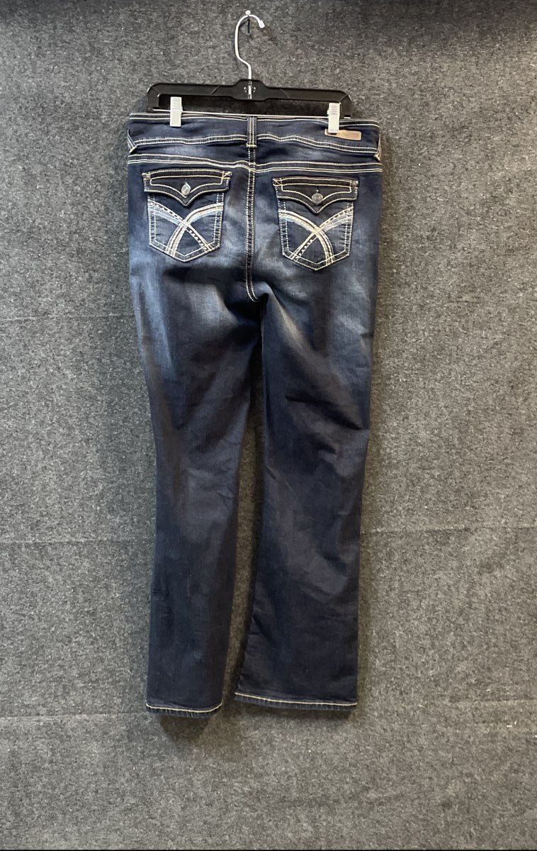 Wallflower Women's Blue Medium Wash Whiskered Bootcut Jeans Size 13