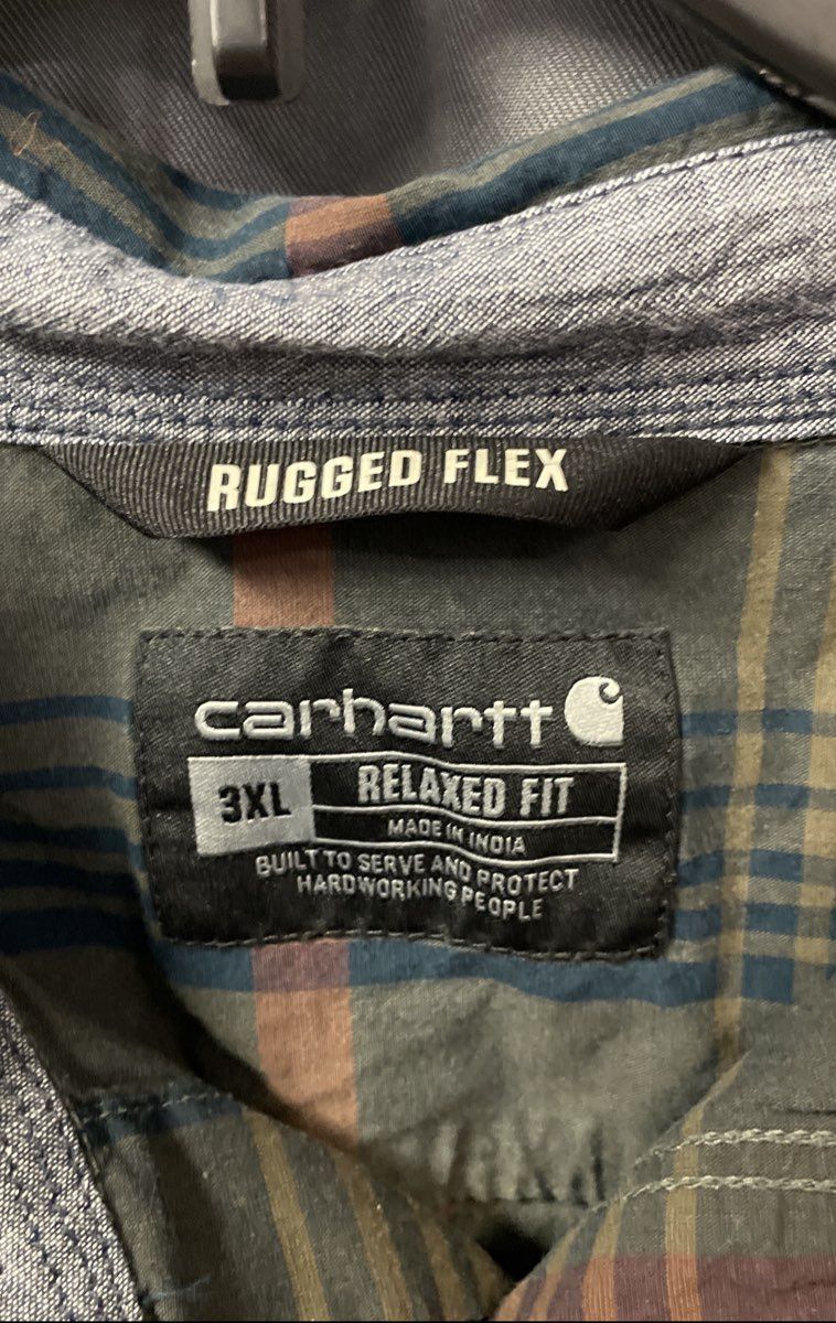 Carhartt Men's Green Plaid Rugged Flex Relaxed Fit Long Sleeve Shirt Sz 3XL