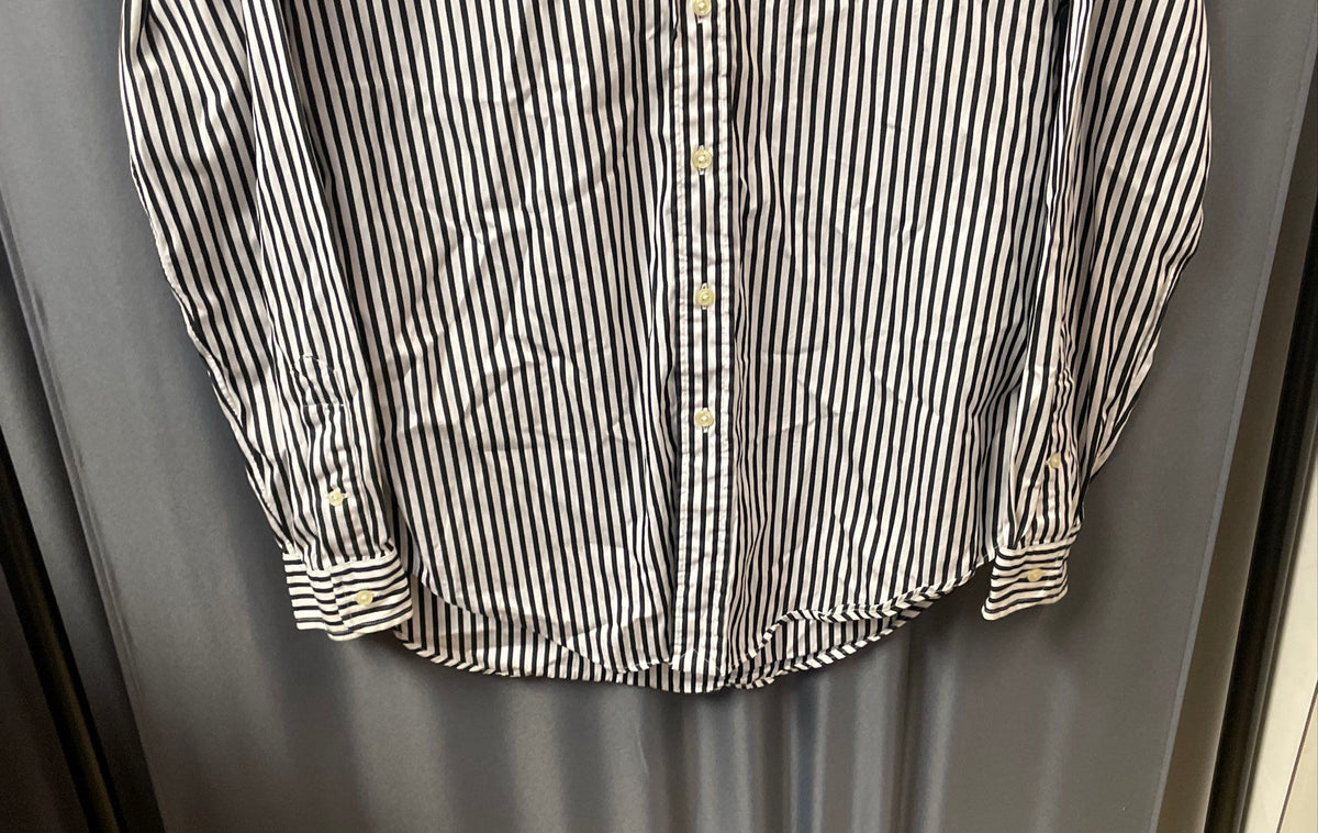 Ralph Lauren Men's Black White Striped Classic Fit Oxford Shirt Sz M
