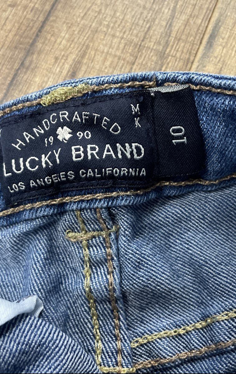 Lucky Brand Girls Blue Dylan Boyfriend Jeans Distressed Adjustable Waist Sz 10