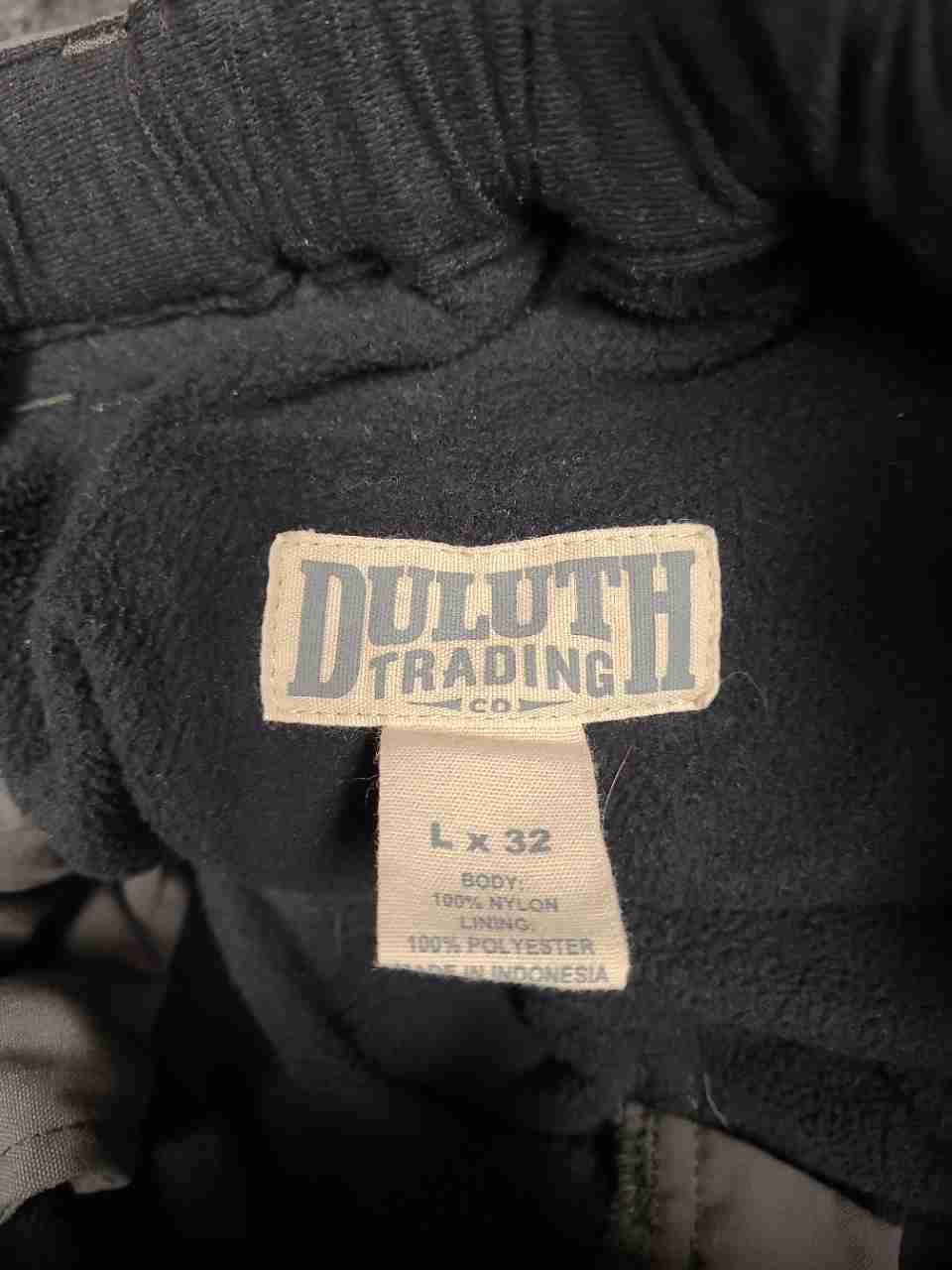 Duluth Trading Co Men's Gray Fleece Lined Dry on the Fly Cargo Pants Sz L x 32