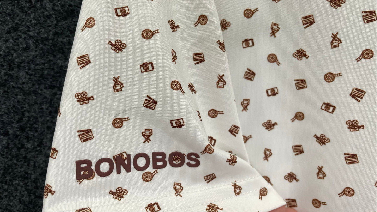 Bonobos Men's White Film Camera Recorder Print Slim Fit Polo Shirt Sz S
