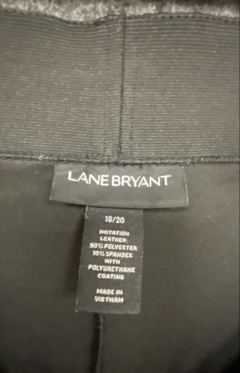 Lane Bryant Women's Faux Leather Pants Black Ankle Zip Elastic Waist Sz 18/20