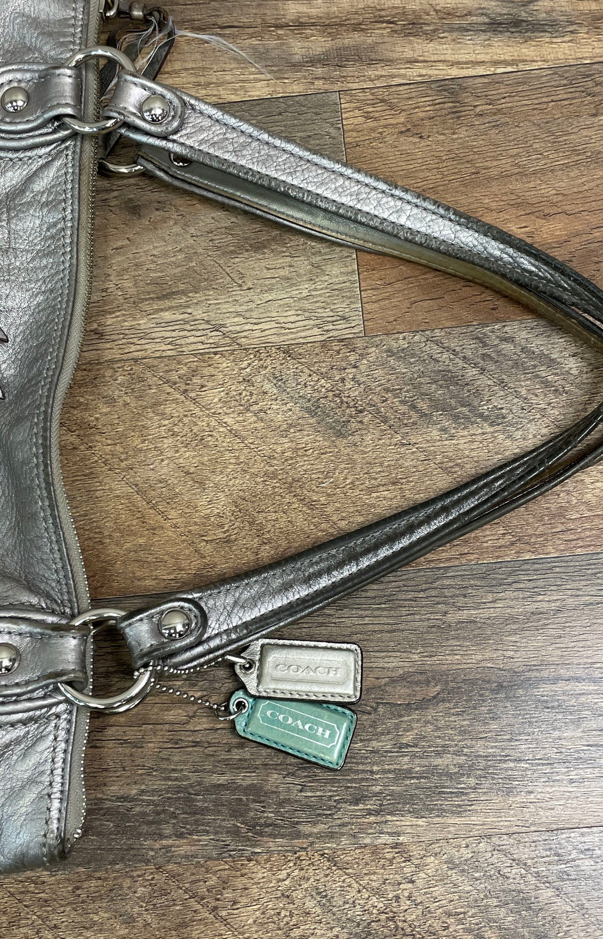 Coach Metallic Silver Leather Hobo Shoulder Bag Large Silver Hardware 19002
