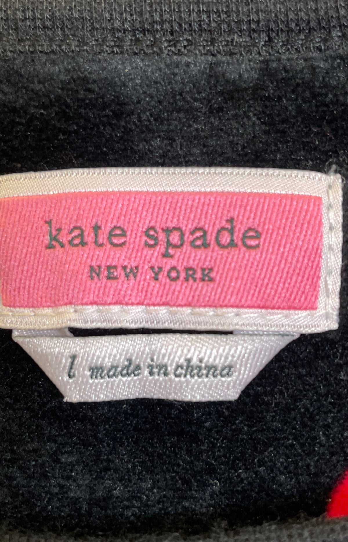 Kate Spade Women's Black Heart Print Velour Pajama Top NWT Size L