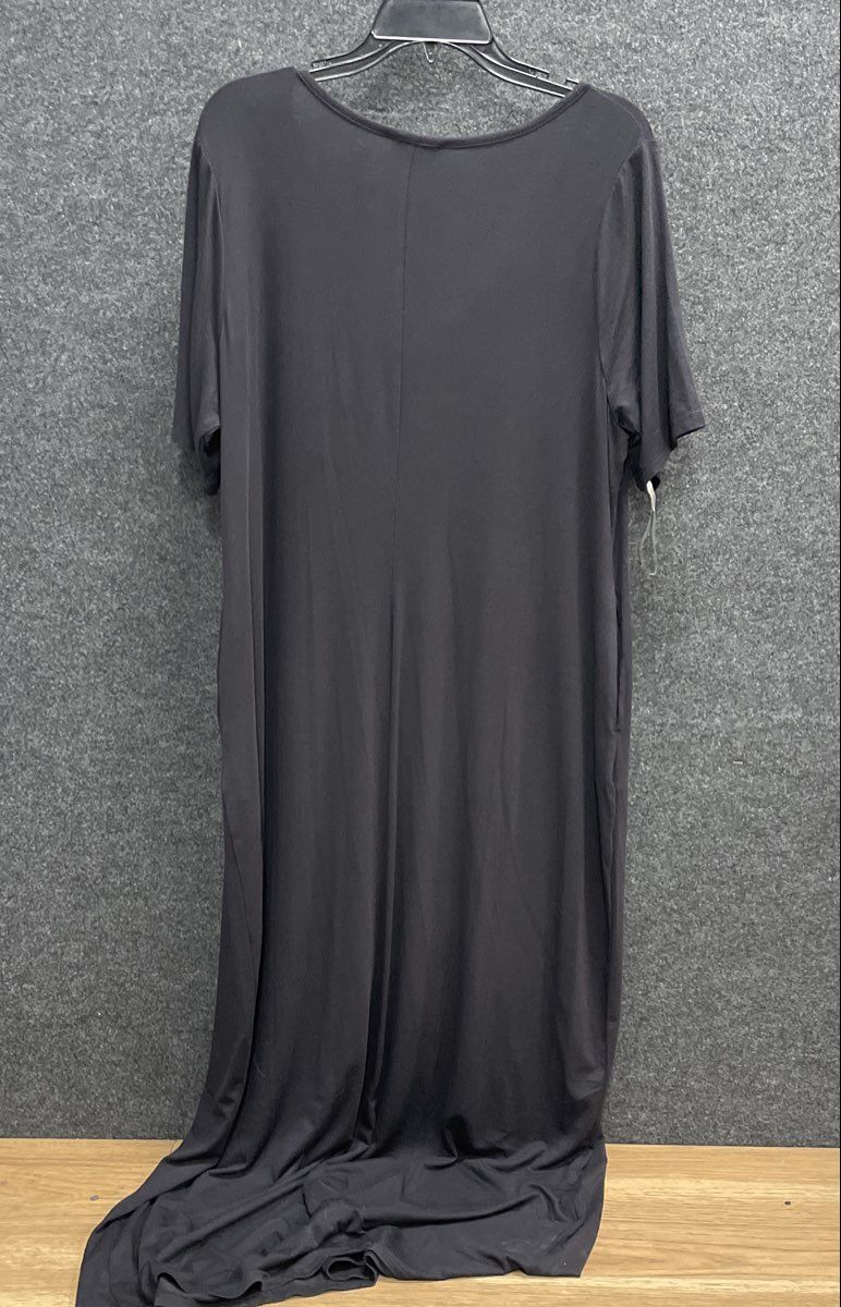 Lane Bryant Women's Black Split Neck Short Sleeve Maxi Dress Sz 14/16 NWT