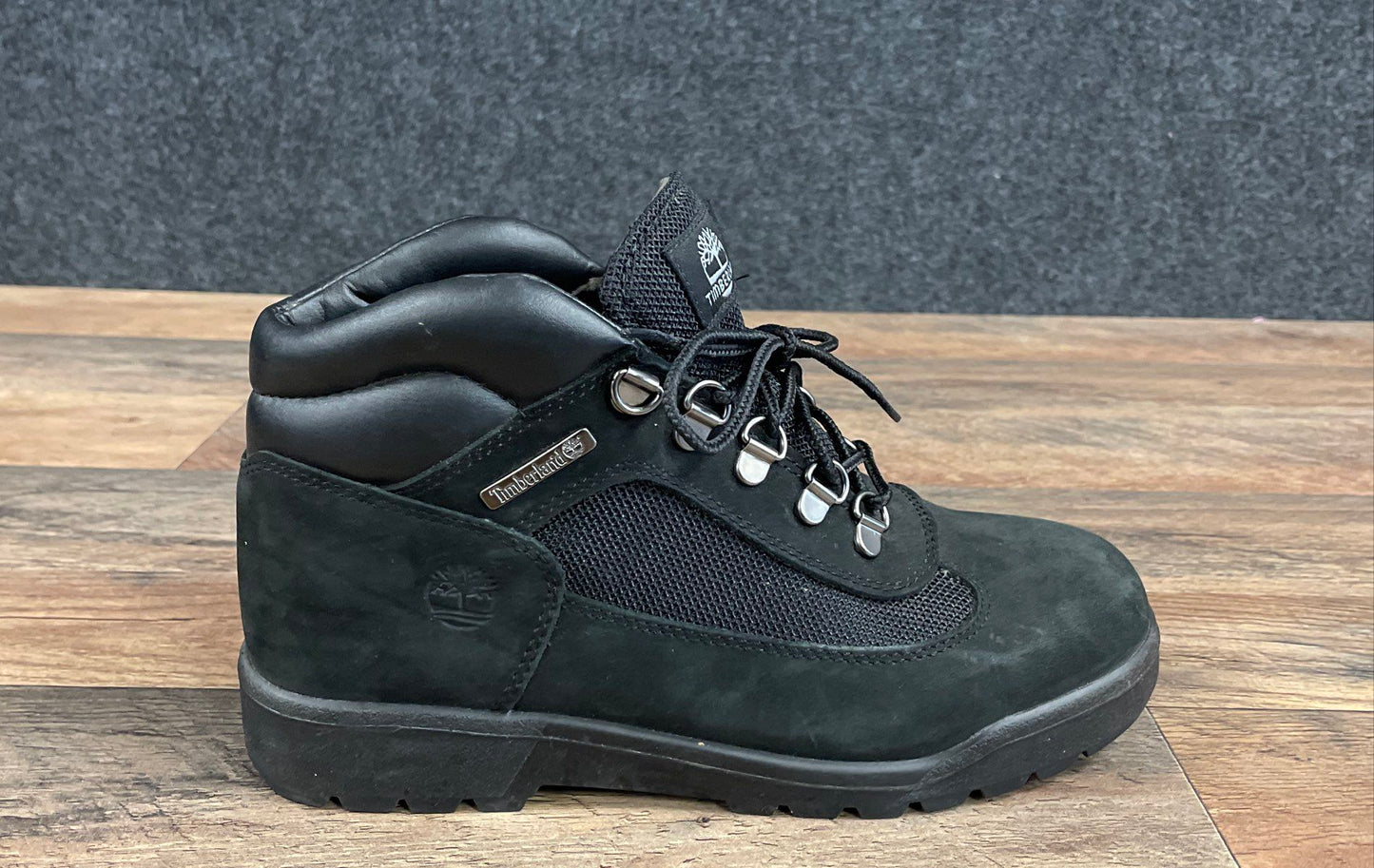 Timberland Field Boots Black Nubuck Mesh Mid Top Youth Size 5.5