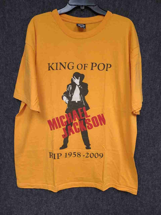 Michael Jackson 2009 King of Pop Memorial Graphic T-Shirt Yellow Haxx Sz XL