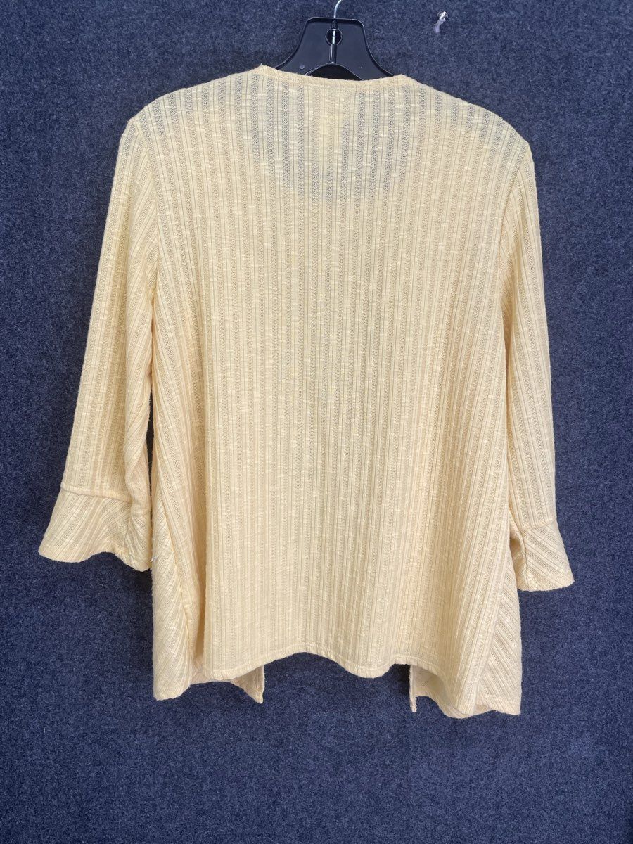 Alfred Dunner Women's Yellow Ribbed Textured Twin Set Cardigan Shell Shirt Sz S