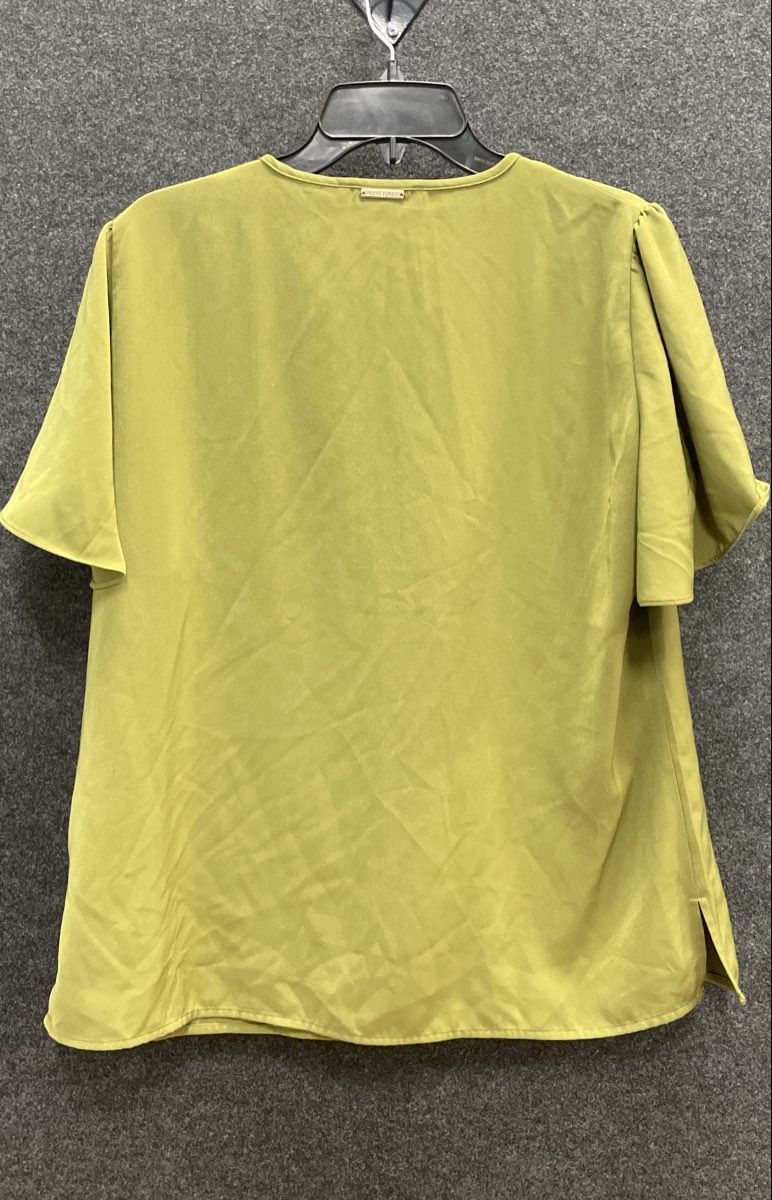 Michael Michael Kors Women's Olive Green Studded V-Neck Flutter Sleeve Top Sz XL