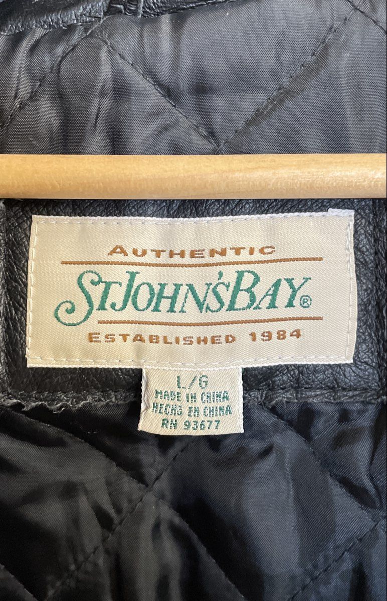 Vintage Y2K St. John's Bay Men's Black Leather Hooded Toggle Parka Coat Sz L