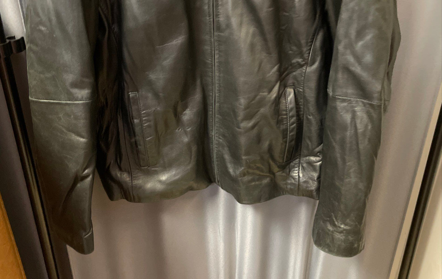Vintage Y2K Boston Harbour Men's Black Genuine Leather Zip Jacket Quilted Sz XL